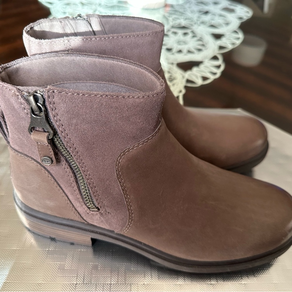 UGG Brown Ankle Booties with Side Zippers